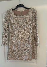 Vtg 1960s Lilli Diamond Silver Lace Blush Satin Bell Sleeve Wiggle Dress picture