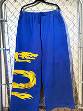 Hidden Elements Gen 1 “Ryu” Dragon Embroidery Blue & Yellow Baggy Sweatpants XL picture