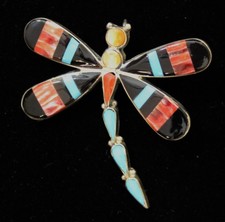 Zuni Multi-Stone Inlay Dragonfly Pin/Pendant picture