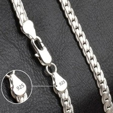 925 Sterling Solid Silver Chain Necklace Jewelry for Women Men Fashion Gift picture