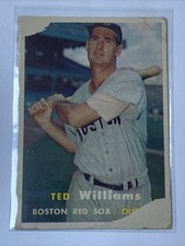 TED WILLIAMS #1 - Boston Red Sox - 1957 TOPPS Card - WEAR - VINTAGE picture