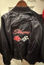 Vintage Early 1970S Corvette Stingray Black Satin Jacket. 4XL Made In USA picture