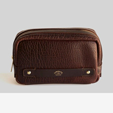 RARE BNWT CORONADO LEATHER SHRUNKEN AMER BISON TRAVEL/DOPP KIT SOLD OUT ONLINE picture