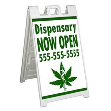 DISPENSARY NOW OPEN Signicade 24x36 Aframe Sidewalk Sign Banner Decal picture