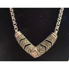 Rare Collector's Vintage Judith Jack Sterling Silver Marcasite Chevron Necklace picture