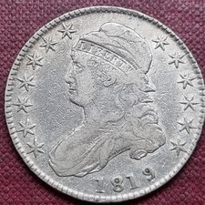 1819/8 Capped Bust Half Dollar 50c 1819 over 8 Nicely Circulated #93387 picture
