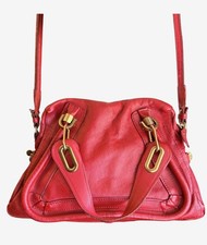 Chloe Vintage Medium Paraty Red Pebbled Leather Shoulder Bag Gold Hardware & COA picture