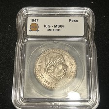 SASA 1947 México Silver Peso ICG Ms64 picture