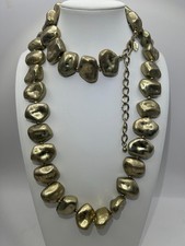 Vtg. Chico's Gold-Tone Nugget Bead Necklace picture