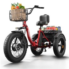 Electric Trike for Adults 1200W Peak 36V 20AH Folding Ebike 75Miles 20