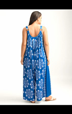 Bloom Chic Plus 26 Blue/White  Sleeveless Jumpsuit Maxi Dress Pockets  Wore Once picture