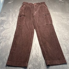 Vtg LL Bean Corduroy Cargo Pants Mens 32x30 Brown Straight Leg Baggy Wide Y2K picture