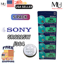 5X Sony SR621SW 364 AG1 SILVER OXIDE Coin WATCH BATTERY 1.55V EXP 2030 picture