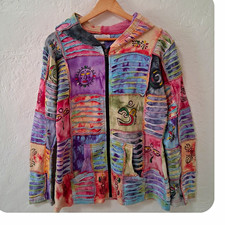Vintage Nepalese Patchwork Jacket Large Slashed Tie Dye Festival Goblincore Sun picture