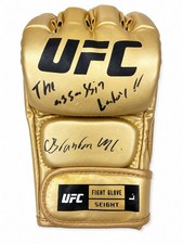 Brandon Moreno Signed Gold UFC Fight Glove “The Assassin Baby” PSA/DNA ITP picture