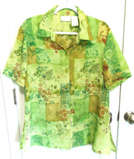 Worthington Woman, 16W, Green Multi Button Front Top  #1 picture