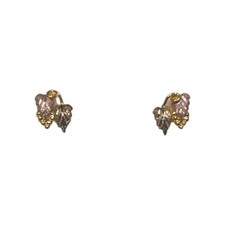 Vintage Landstroms Black Hills Gold Grape Leaf Stud Earrings 10K 12K Box. picture
