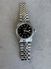 Vintage Rolex Datejust Mens Stainless Steel Watch Jubilee Black Dial 16030 picture