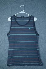 Zoo York Tank Top Men's Black size Large Stripes Beach Tank Top picture