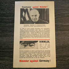WWII Allied Propaganda Leaflet WG.28 Eisenhower Against Himmler 1945 SHAEF picture