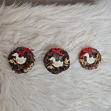 Vintage 1985 Handmade Wreath Duck Mini Ornaments in box picture
