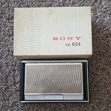 Vintage Sony TR-624 AM 6 Transistor Radio, Novelty, Cigarette case, Works Box picture