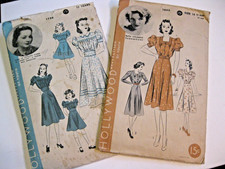 Vintage 1940s Hollywood Patterns #1623 & #1759 Size 14 Dress/Frock picture