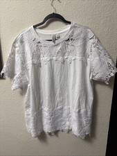 Cato Limited Edition White Lace Floral Top Blouse Short Sleeve Plus 18/20 picture