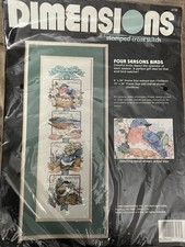 Vintage NIP Dimensions 1992 Stamped Cross Stitch Kit Four Seasons Birds picture
