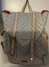 Sprayground Geometric Backpack Beige/Gray Buckle Closure Outer Pockets picture