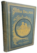 Antique 1882 Ornate Fancy Gilded Embossed Gilt Victorian FARM BALLADS Book picture