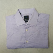 David Donahue Shirt Mens 16.5 36 37 Purple Check Button-Up Trim Cotton Business picture