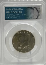 1966 Philadelphia Mint, 40% Silver Kennedy Half Dollar, Uncirculated In Slab picture
