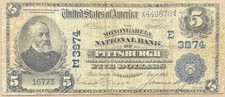 1902 US $5 Note - Monongahela National Bank of Pittsburg, PA - CH #3874 X44987 picture