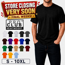 Pro Club Men's Heavyweight T-Shirt Crew Neck Plain Blank Short Sleeve Tee S-10XL picture