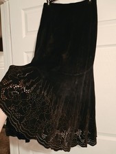 Chico’s 100% Leather Suede Skirt Flared Western Country Cowgirl Ranch Boho picture