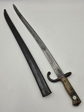 Antique French M1866 Chassepot Yatagan Bayonet St Etienne 1873 Matching Scabbard picture