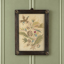 18th Century Silk Embroidery on Linen Chintz Design English C 1740 AF picture
