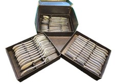 Antique German Miniature Cased Cutlery Set 35pc Boxed Dollhouse Toy c.1900  picture