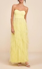 Lulus Delightful Beauty Yellow Strapless Ruched Ruffled Maxi Dress Sise S NWT picture