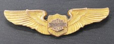 Very Rare Late 1930s-Early 1940s Harley-Davidson Large Wing in Gold-Plated Brass picture