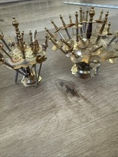 2 VTG MCM Toledo Spain decorated Brass Cocktail Set 38 Swords with Stands picture