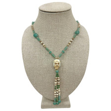 Antique 1920s Neiger Brothers Egyptian Revival Uranium Glass GLOWS Necklace picture