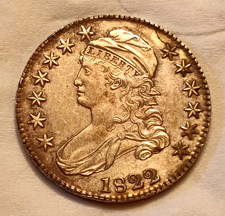 1822/1 2 over 1 - O-101 Capped Bust Silver Half Dollar in Choice AU++ condition. picture