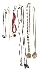 Vintage 1928 Jewelry Necklace Lot of 7 Gold Tone Lockets Beaded Victorian Style picture