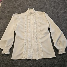 Vintage 70's LAURA MAE High Ruffled & Lace Collar, Front & Wrist- Size 12 picture