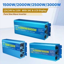 1500W 2000W 3000W 12V/24V to 110V Pure Sine Wave Power Inverter Converter 3AC picture