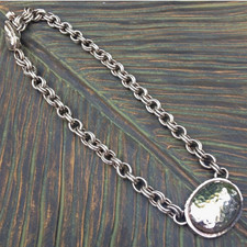 925 BARSE Sterling Silver Rolo Chain Oval Bezel Pendant Charm Necklace, Signed picture