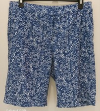 NWOT Izod Golf Shorts Blue/White Carts/Bags/Tees Print Women's 12 Poly picture