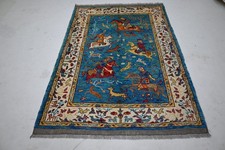 4x6 ft Blue Tree of Life Rug, Afghan Handmade Wool Area Rug, Oriental Rug picture
